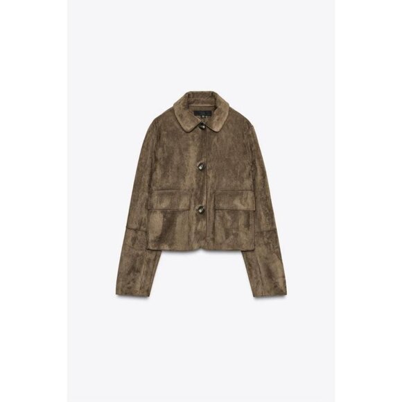 ZARA FAUX SUEDE CROPPED JACKET - Picture 6 of 8
